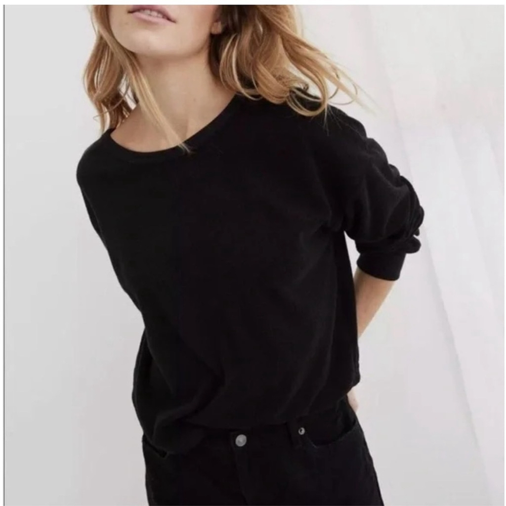 Aerie Black Terry Cloth Sweatshirt with Cinched Back/Front Size Medium - Picture 2 of 11
